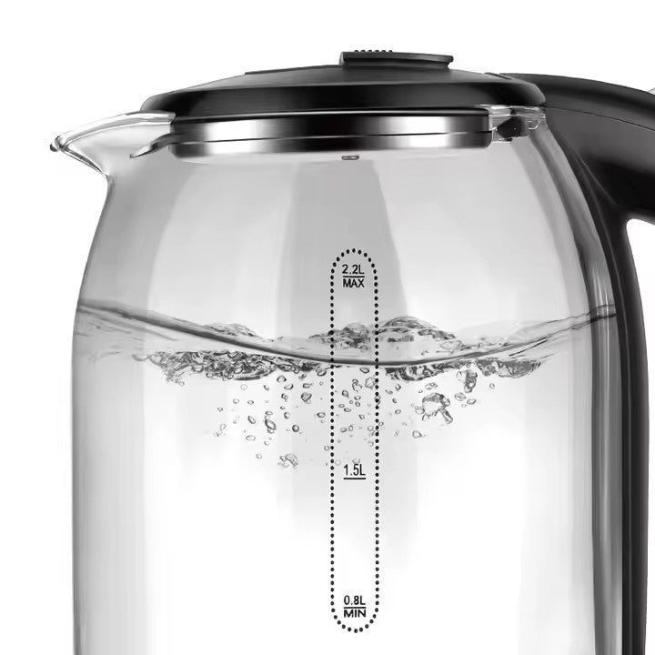 Fierbător Electric HALEY HY-8862: Portabil din Sticlă de 2,2L, încălzire Rapidă cu Oprire Automată